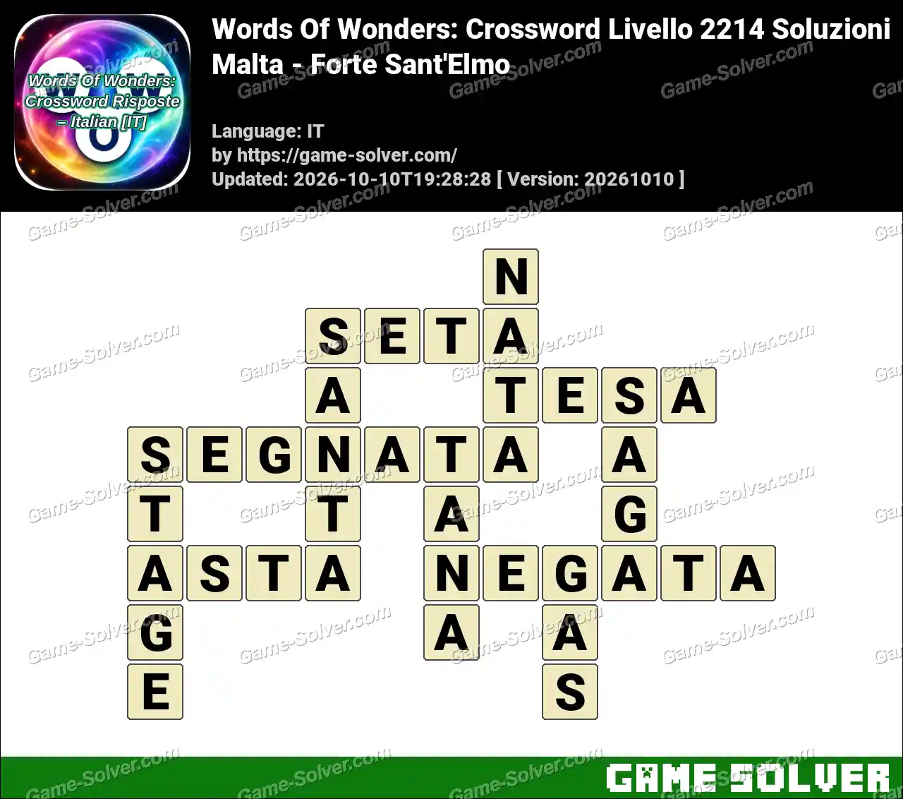 Words Of Wonders: Crossword Livello 2214 Soluzioni – Malta – Forte Sant’Elmo